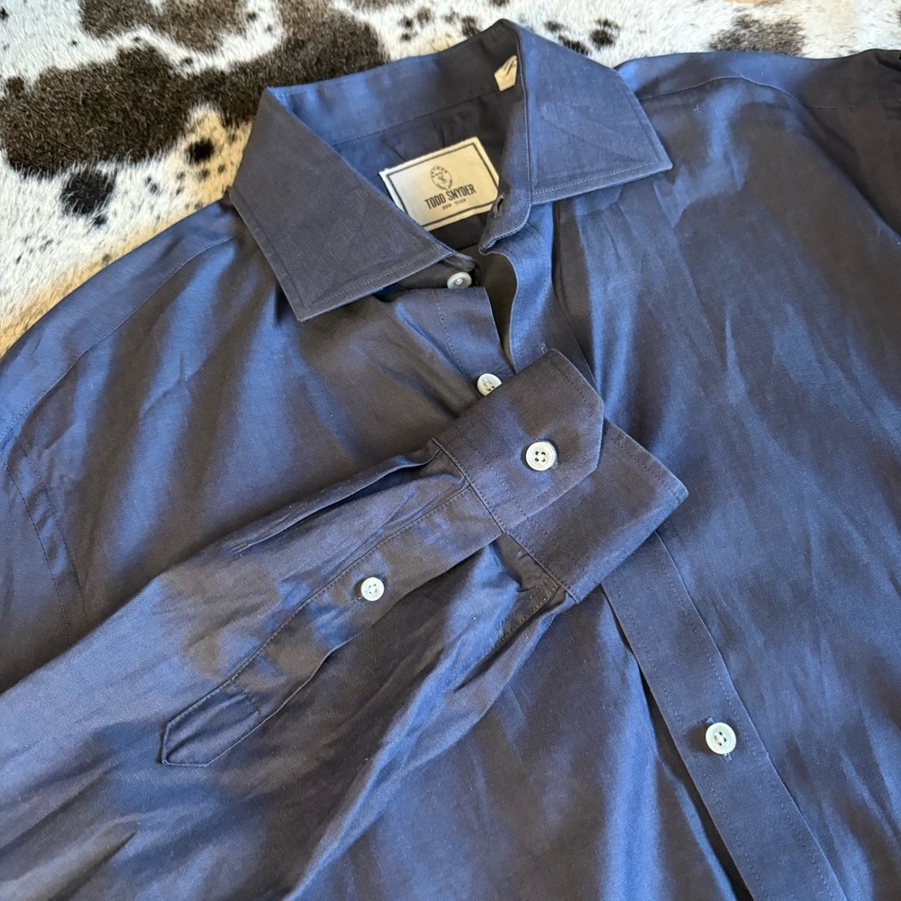 TODD SNYDER Blue‎ Button Down Long Sleeve Shirt Cotton Size 16